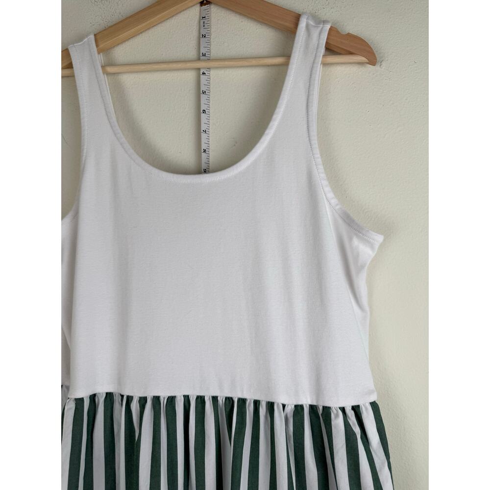 J.Crew Factory Striped Tiered Midi Dress Green White XL - Picture 9 of 16